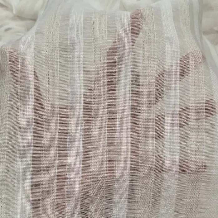 Tela visillo rayitas 30% lino - 1