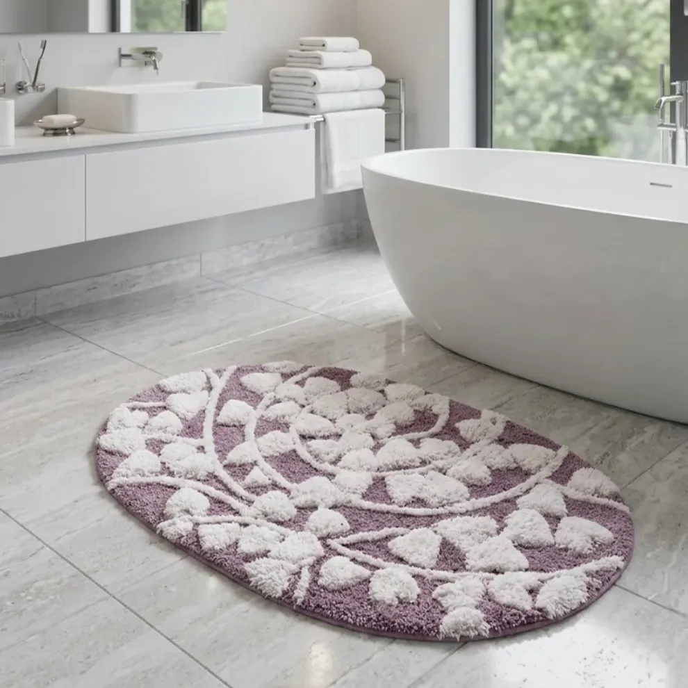 Alfombra de baño ovalado malva