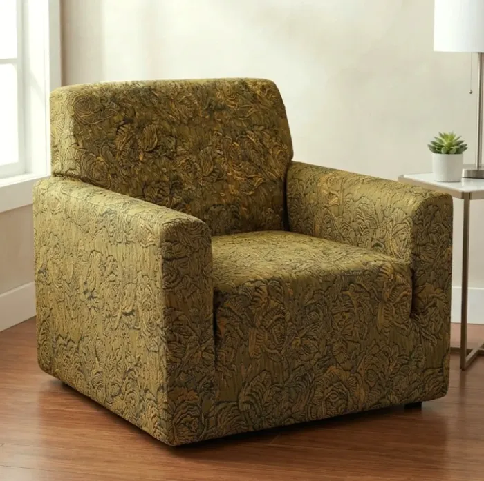 Funda sillón 1 plaza labrado verde y amarillo