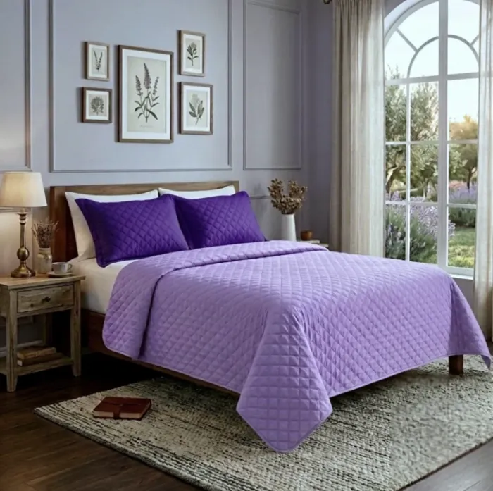 Colcha boutie reversible morada y lila. Cama 135/150 - 1