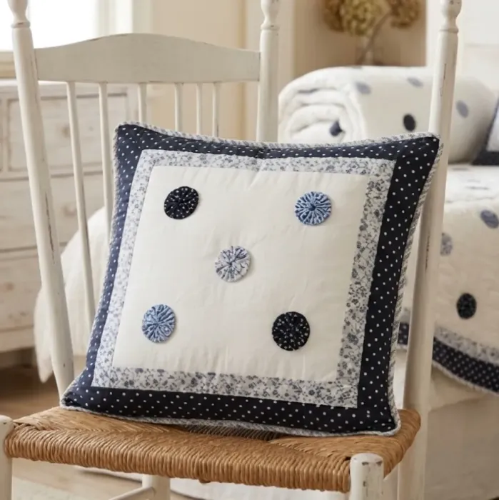 Boutie algodón blanco bodoques azul cama: 150 - 1