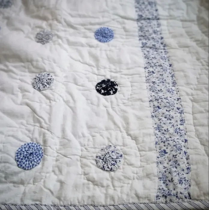 Boutie algodón blanco bodoques azul cama: 150 - 2