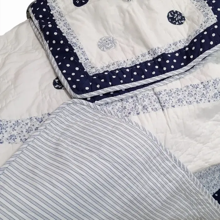 Boutie algodón blanco bodoques azul cama: 150 - 6