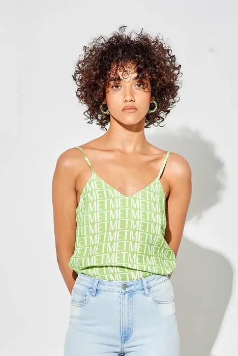 MET JEANS top en tirantes color verde con logotipo - 1