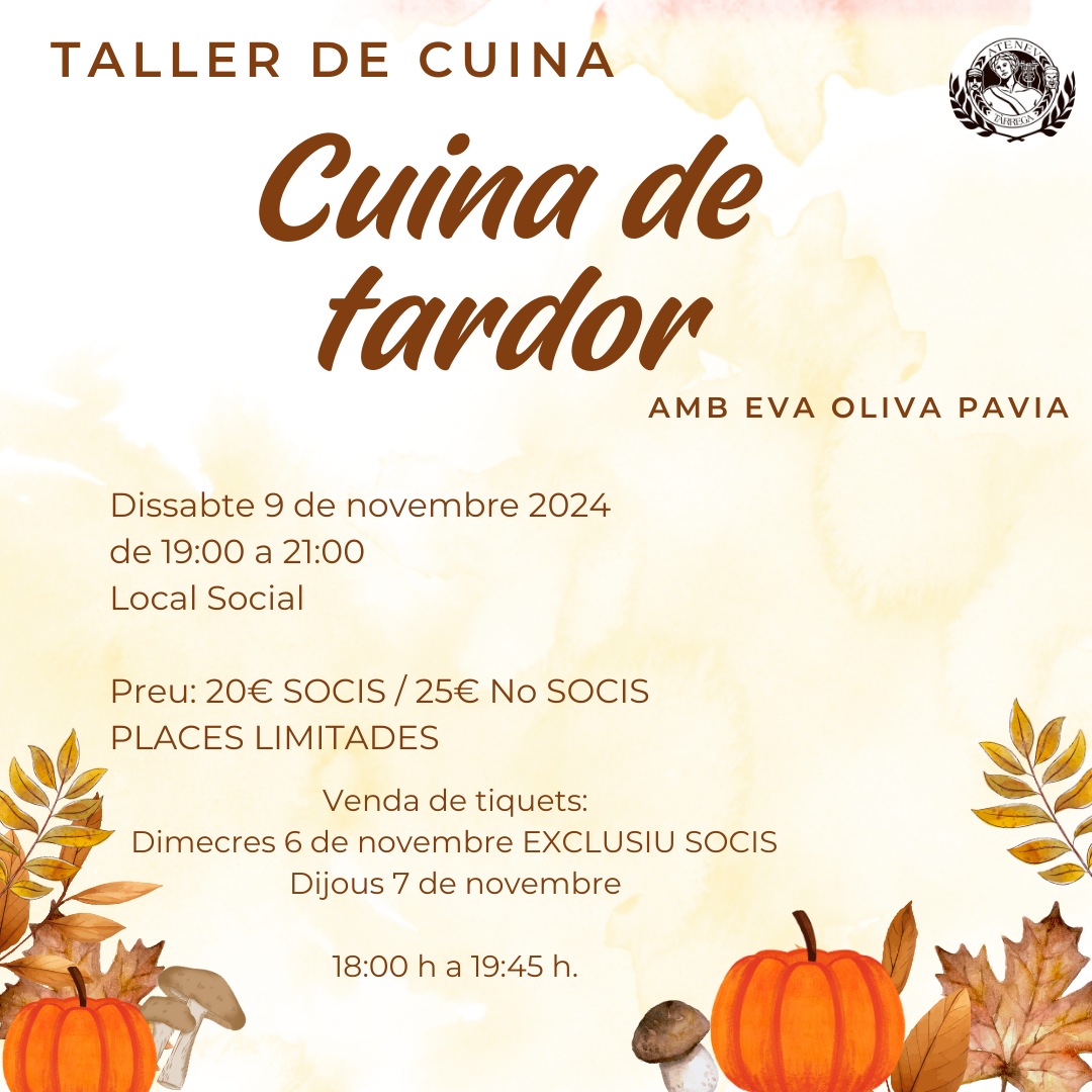 Taller de Cuina “Cuina de tardor amb producte de temporada”