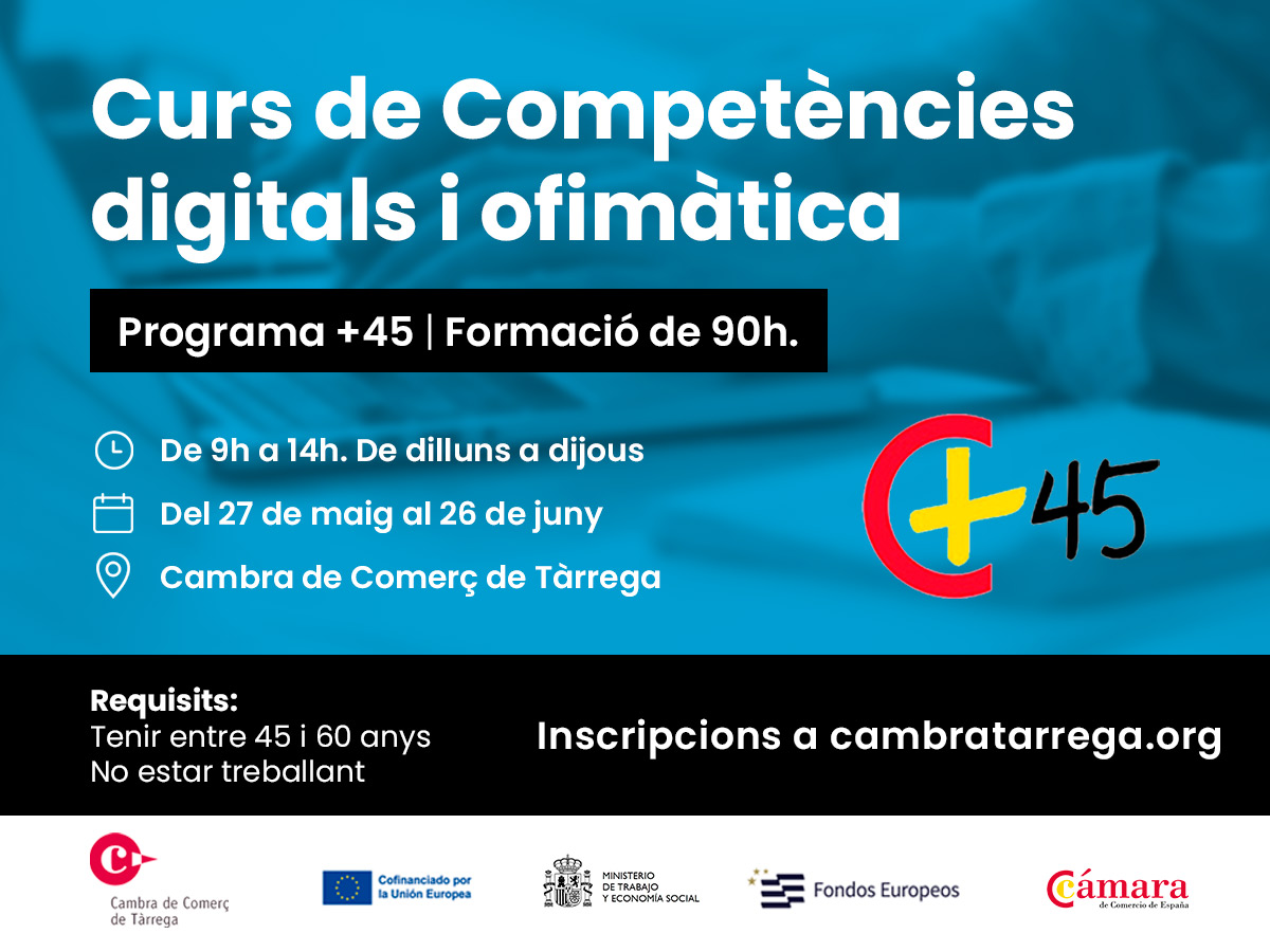 Curs de Competències Digitals i Ofimàtica Programa +45
