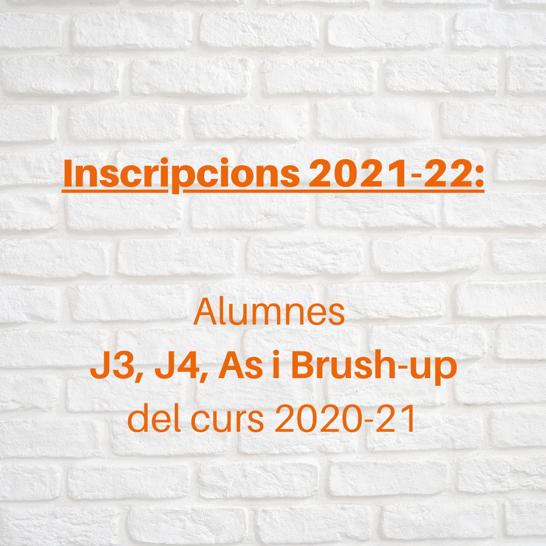 Inscripcions anglès 2021-22 a partir de J3