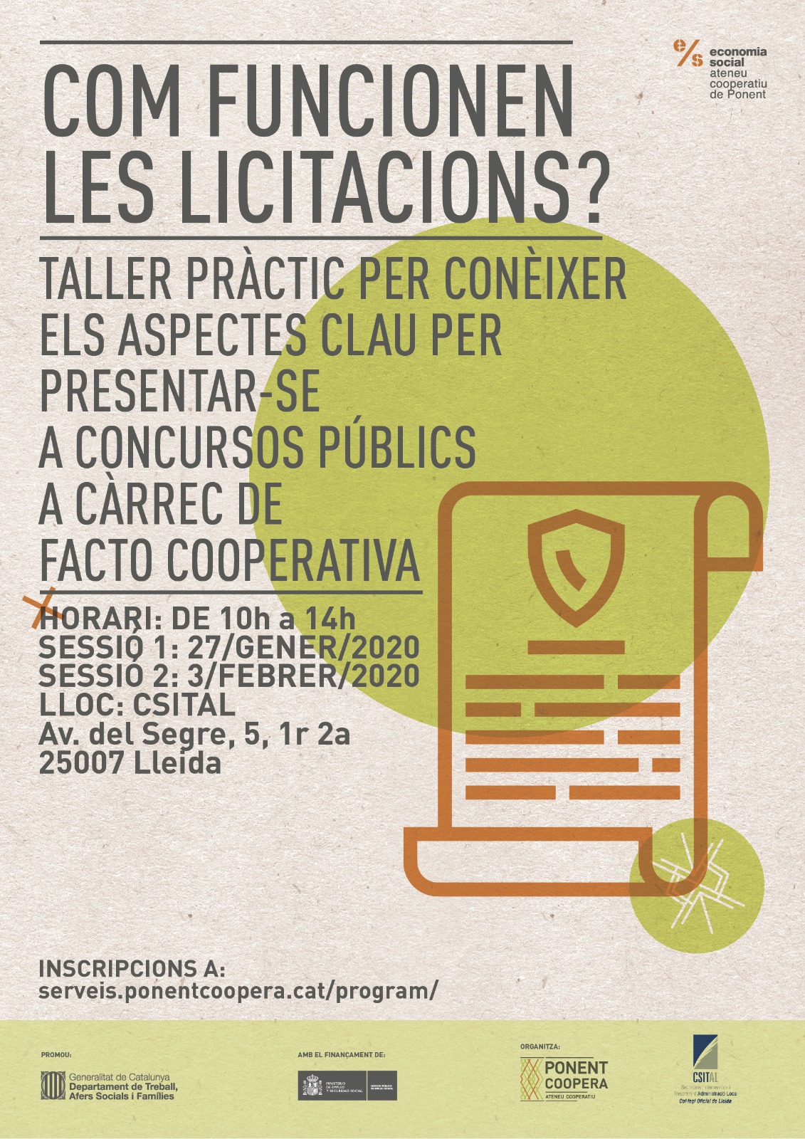 Com funcionen les licitacions? Taller pràctic per conèixer els aspectes clau per presentar-se a concursos públics. SESSIÓ 2