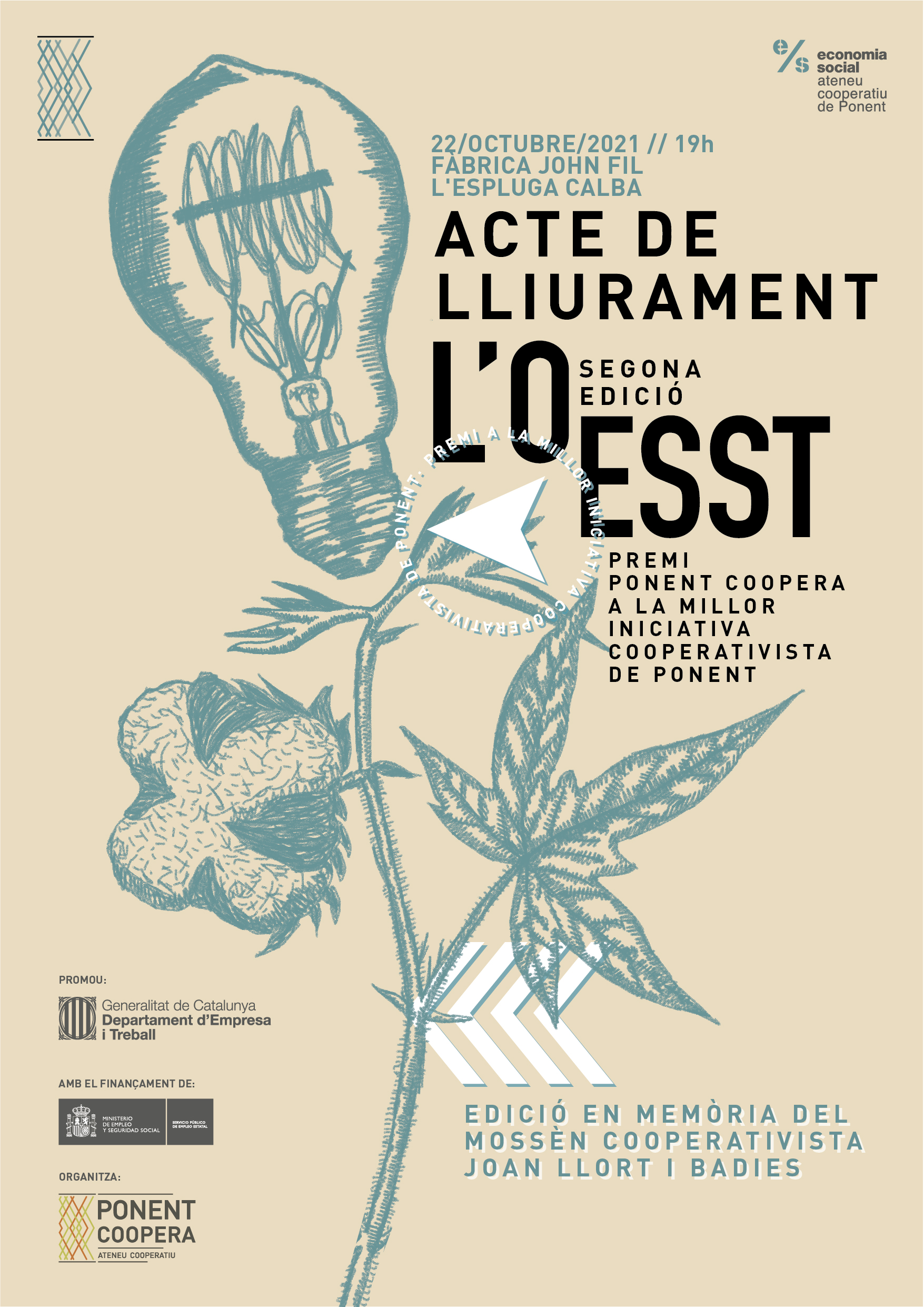 Acte de lliurament 2a edició de L'OESST, Premi Ponent Coopera a la millor iniciativa cooperativista de Ponent