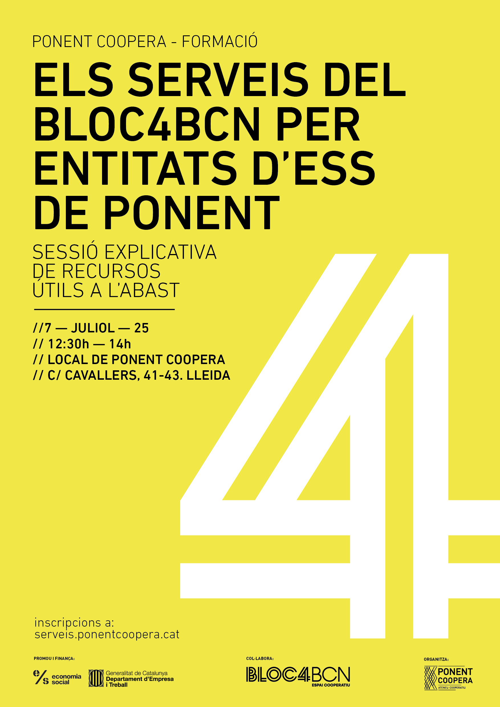 Els serveis del Bloc4BCN per entitats d’ESS de Ponent
