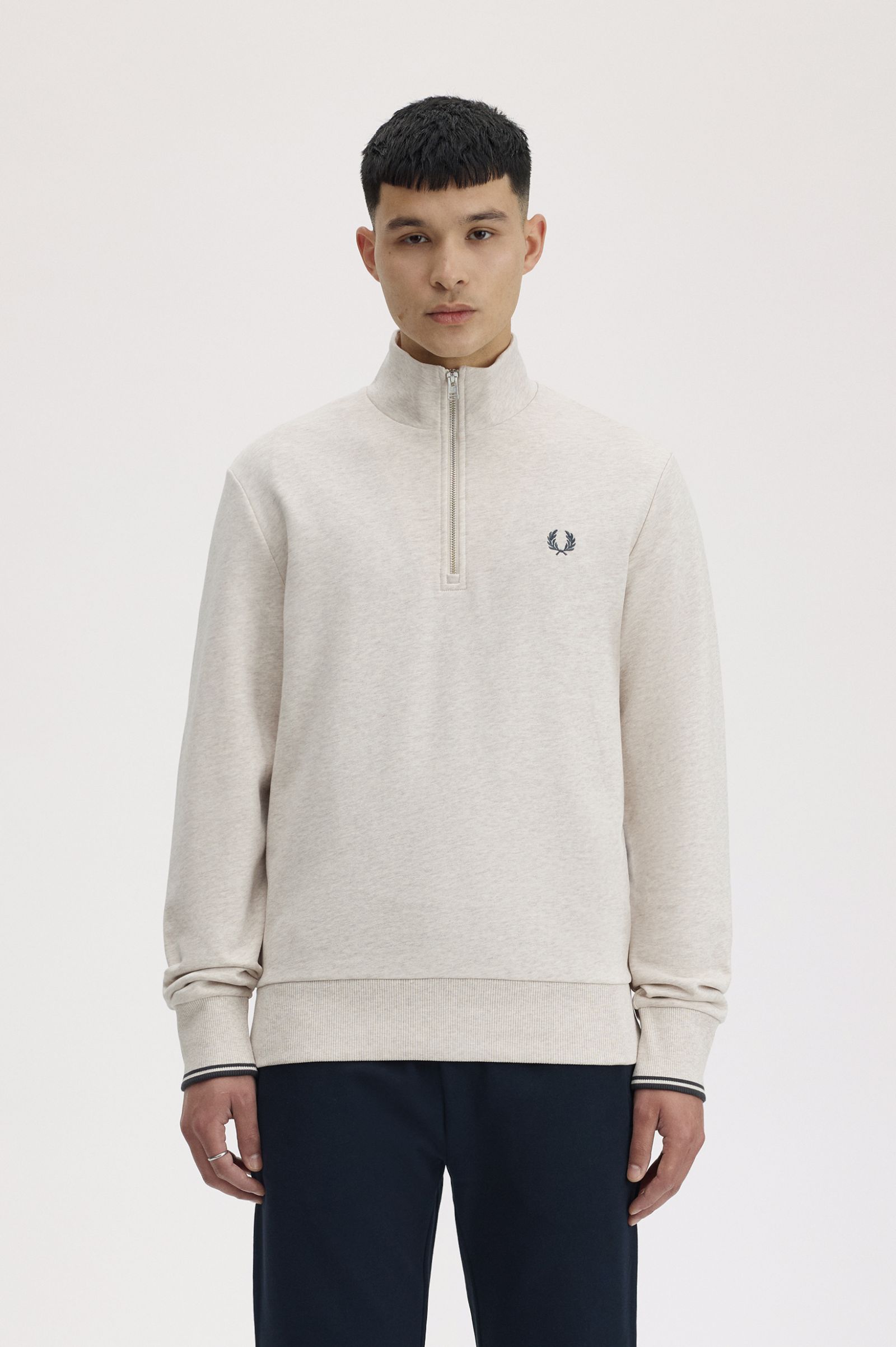 FRED PERRY sudadera con media cremellera hombre