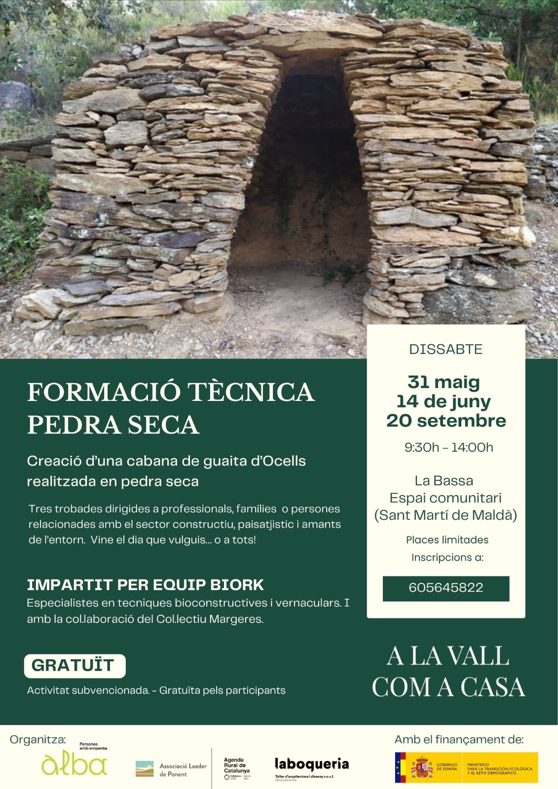 Construcció d’una cabana de guaita d’ocells en pedra seca