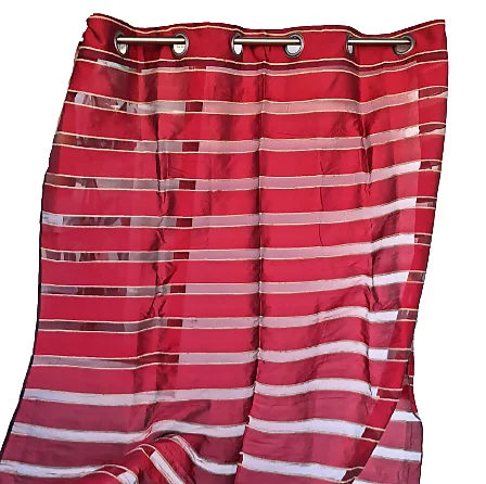 Cortina rayas horizontales roja cordón yute