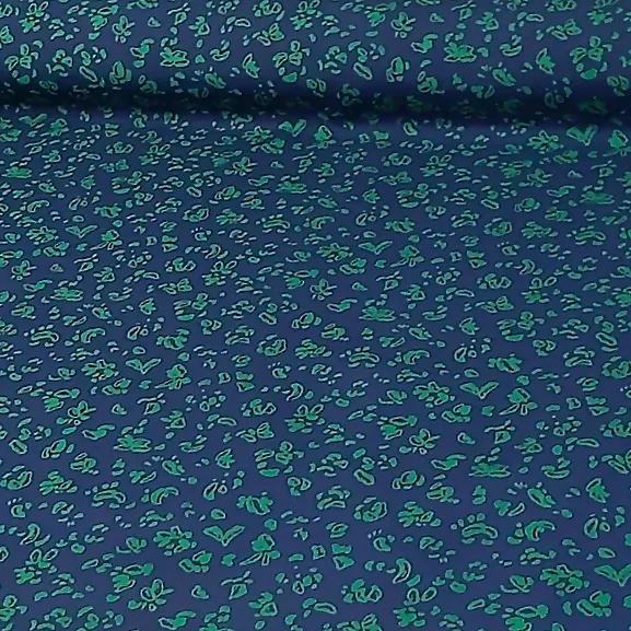 Tela azul marino motivos verde 80