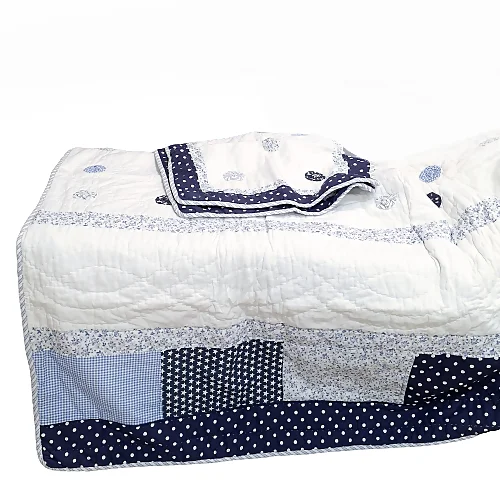 Boutie algodón blanco bodoques azul cama: 150 - 2