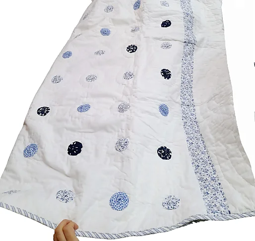Boutie algodón blanco bodoques azul cama: 150 - 3