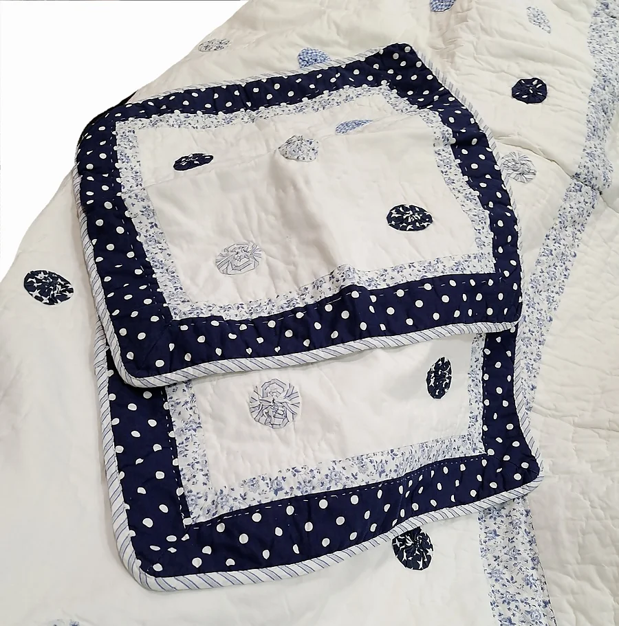 Boutie algodón blanco bodoques azul cama: 150 - 4