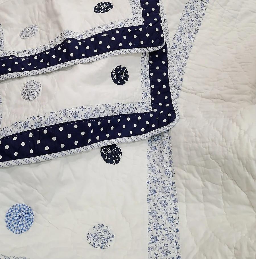 Boutie algodón blanco bodoques azul cama: 150 - 6