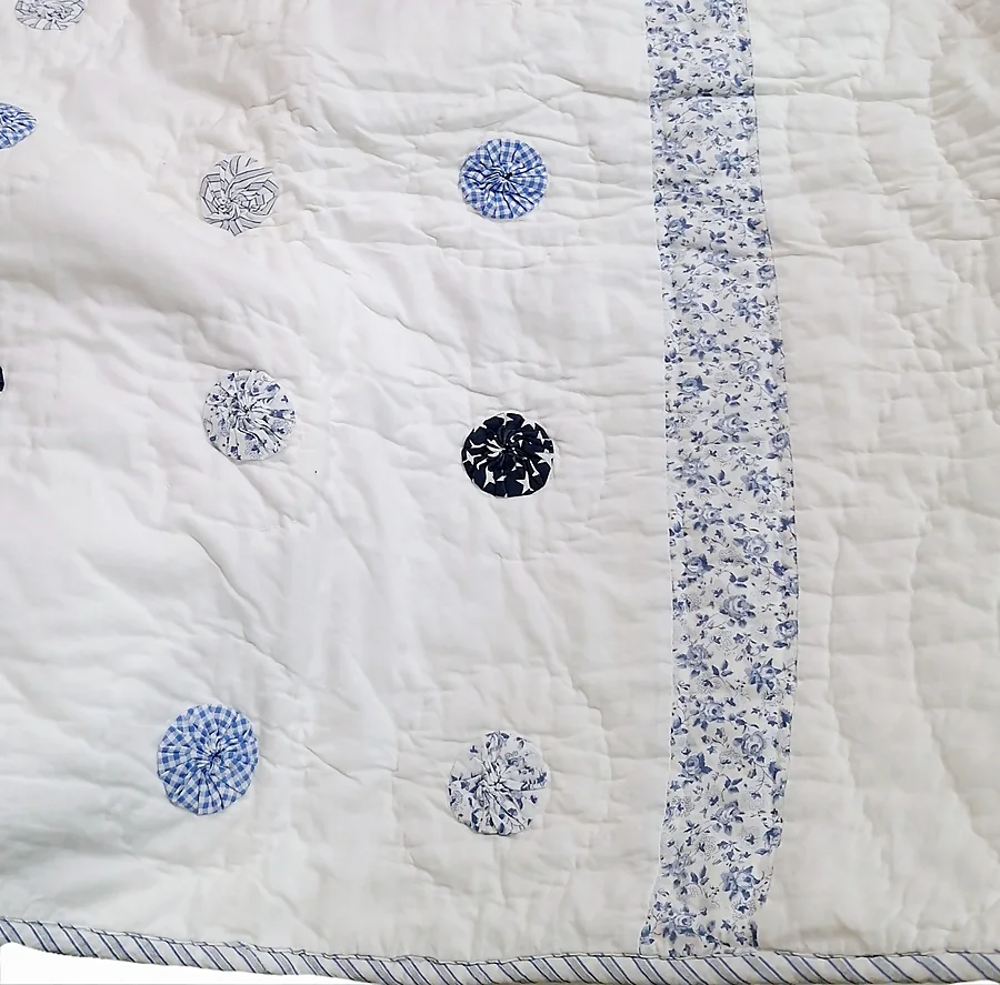 Boutie algodón blanco bodoques azul cama: 150 - 7