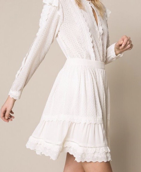 TWINSET falda corta encaje crudo