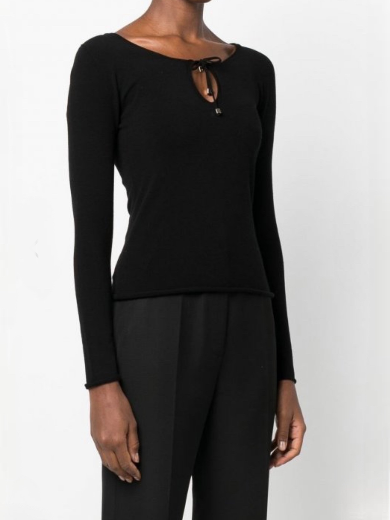 BLUGIRL jersey escote pico color negro con cinta   en el escote
