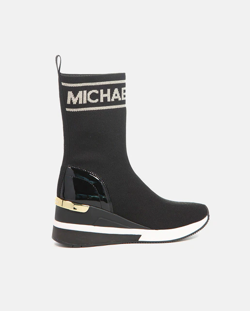 MICHAEL KORS bota en calcetín color negro con logo y suela en goma blanca