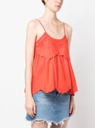 TWINSET top tirantes naranja con encaje en el escote - 3