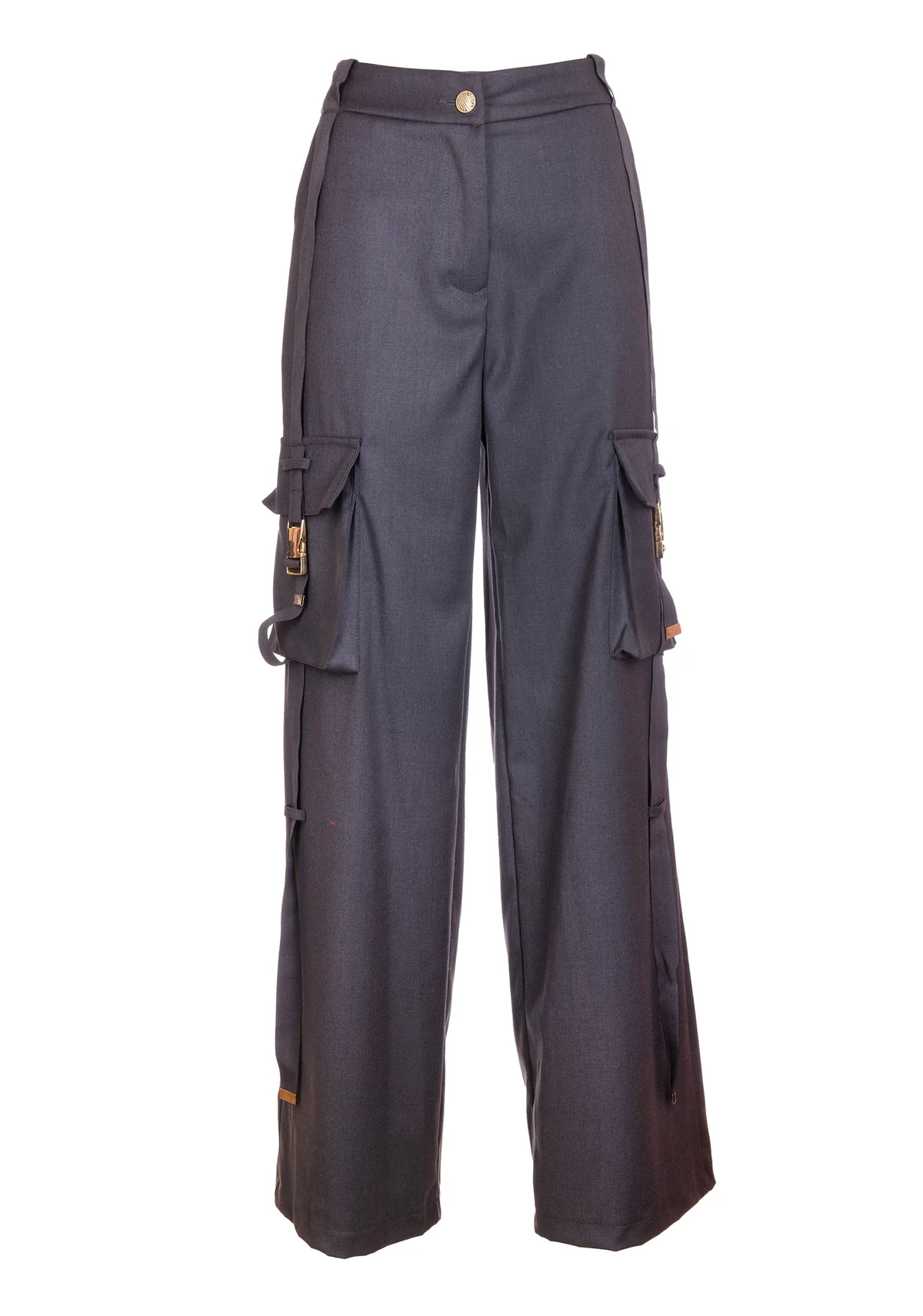 FRACOMINA pantalón cargo color gris con hebilla - 2