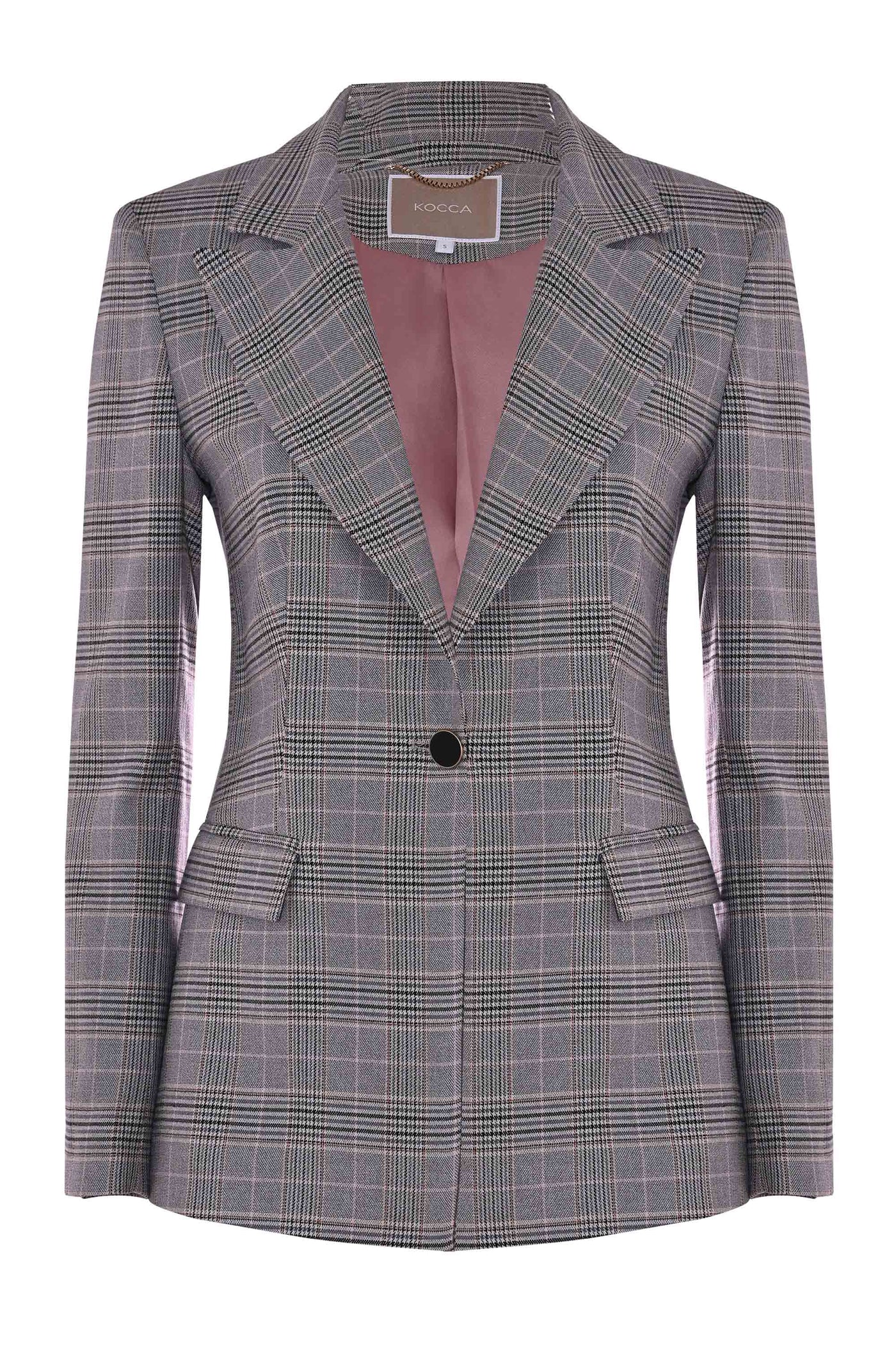 KOCCA blazer con estampado de cuadros gris,  teja y blanco - 5
