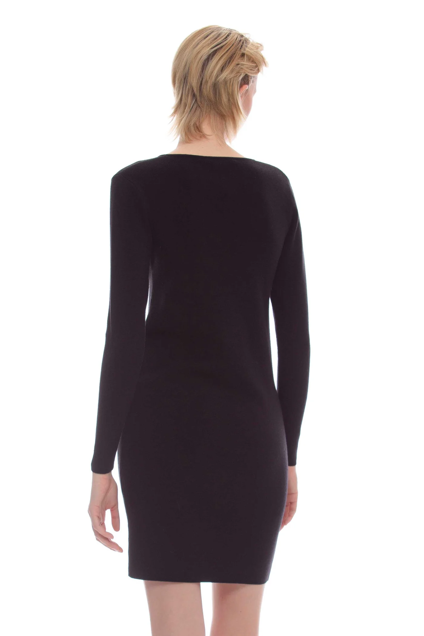 KOCCA vestido negro con escote pico y bolsillos  con aplicación metálica - 3