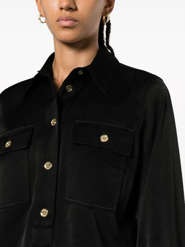 MICHAEL KORS camisa en raso color negro con  bolsillos - 5