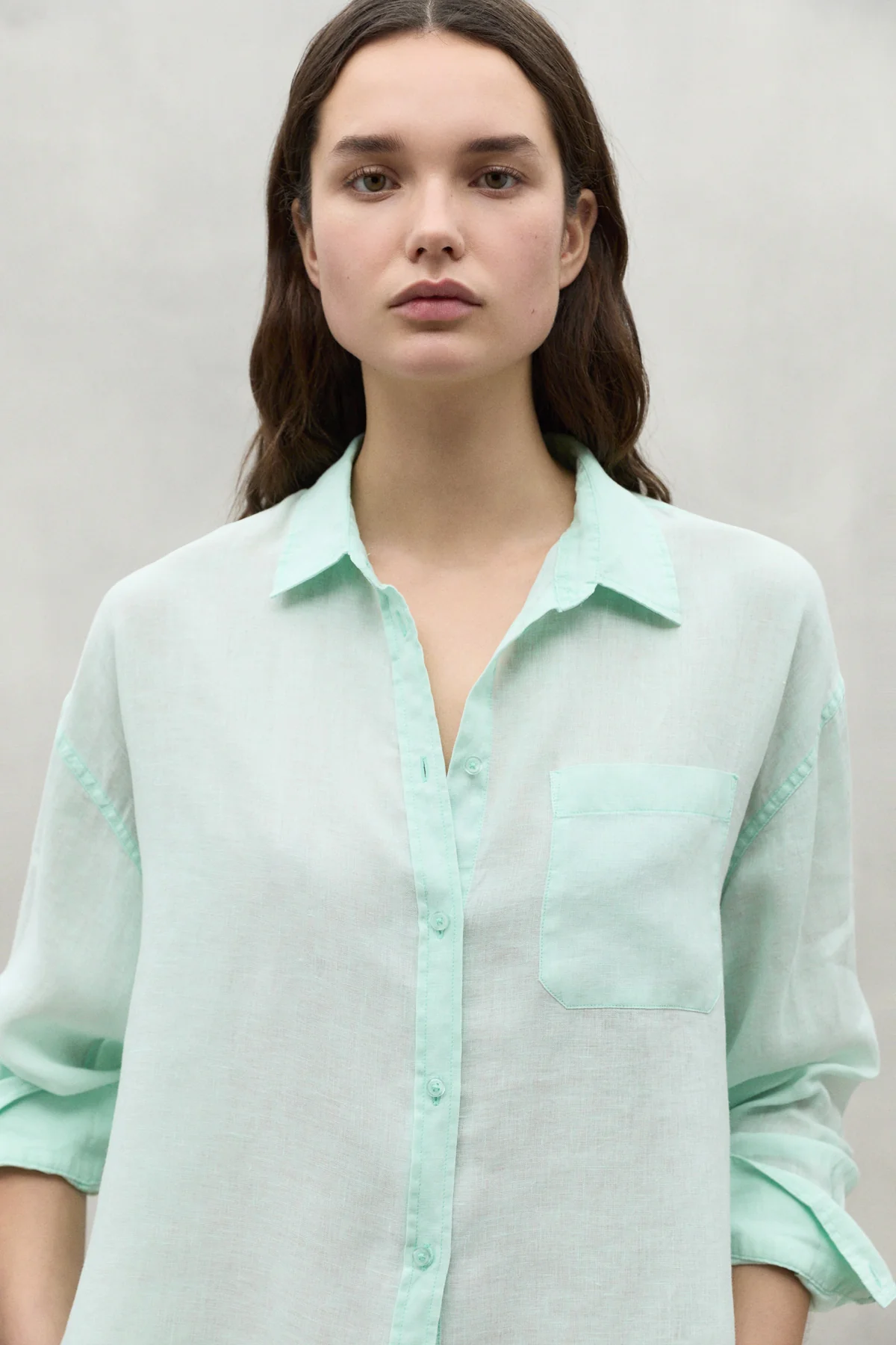 ECOALF camisa manga larga en lino color verde agua - 2