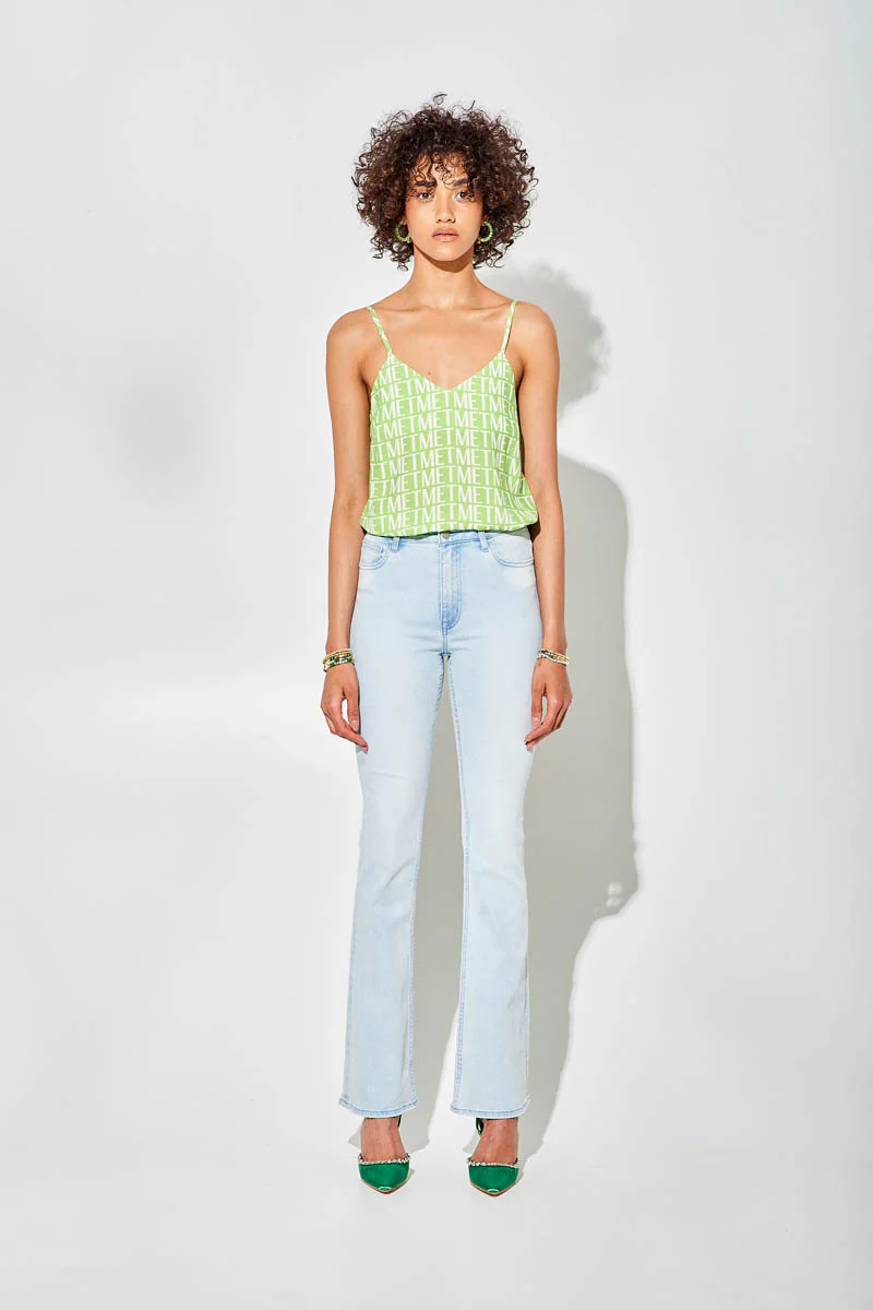 MET JEANS top en tirantes color verde con logotipo - 2