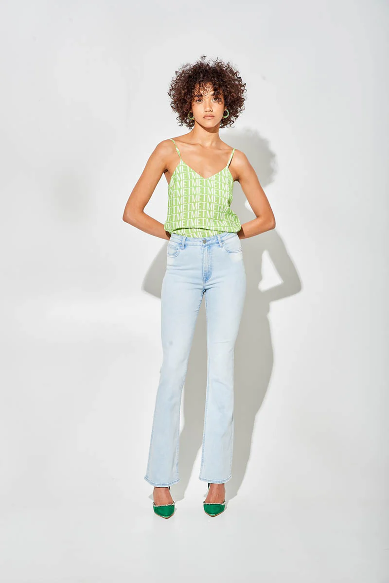 MET JEANS top en tirantes color verde con logotipo - 4