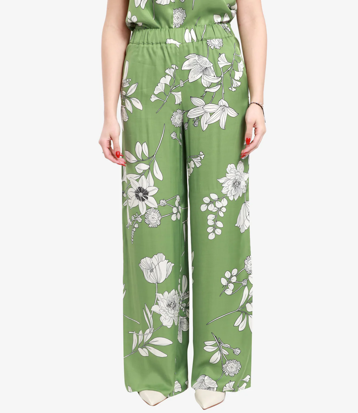 PENNYBLACK pantalón estampado en flores verde