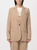 TWINSET blazer en lino camel con raya