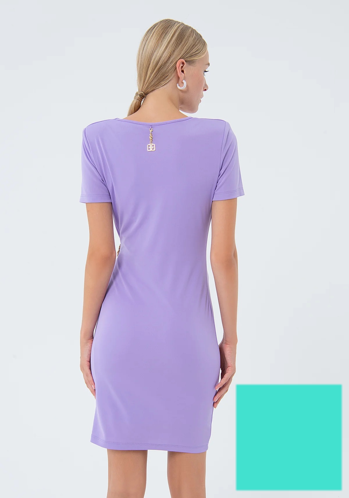 FRACOMINA vestido manga corta cruzado turquesa - 2