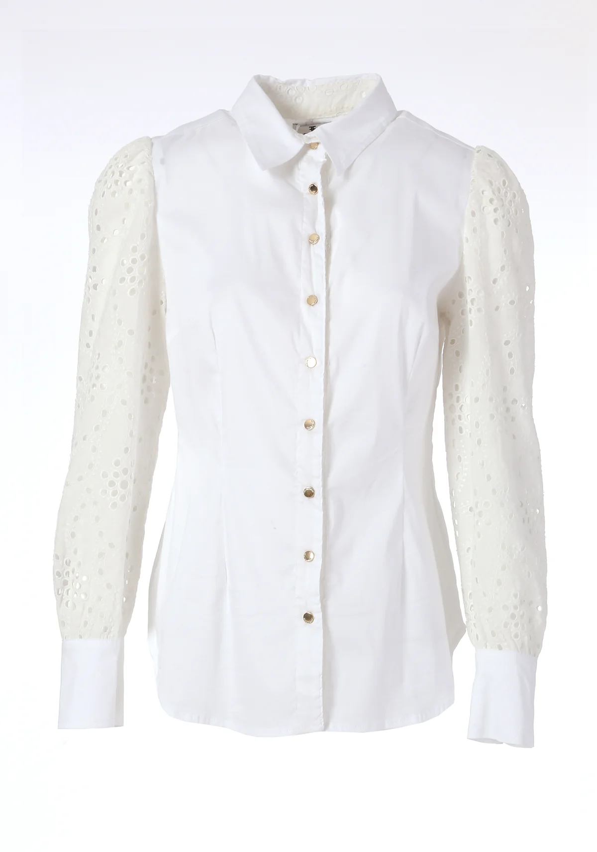 FRACOMINA camisa blanca con manga bordada