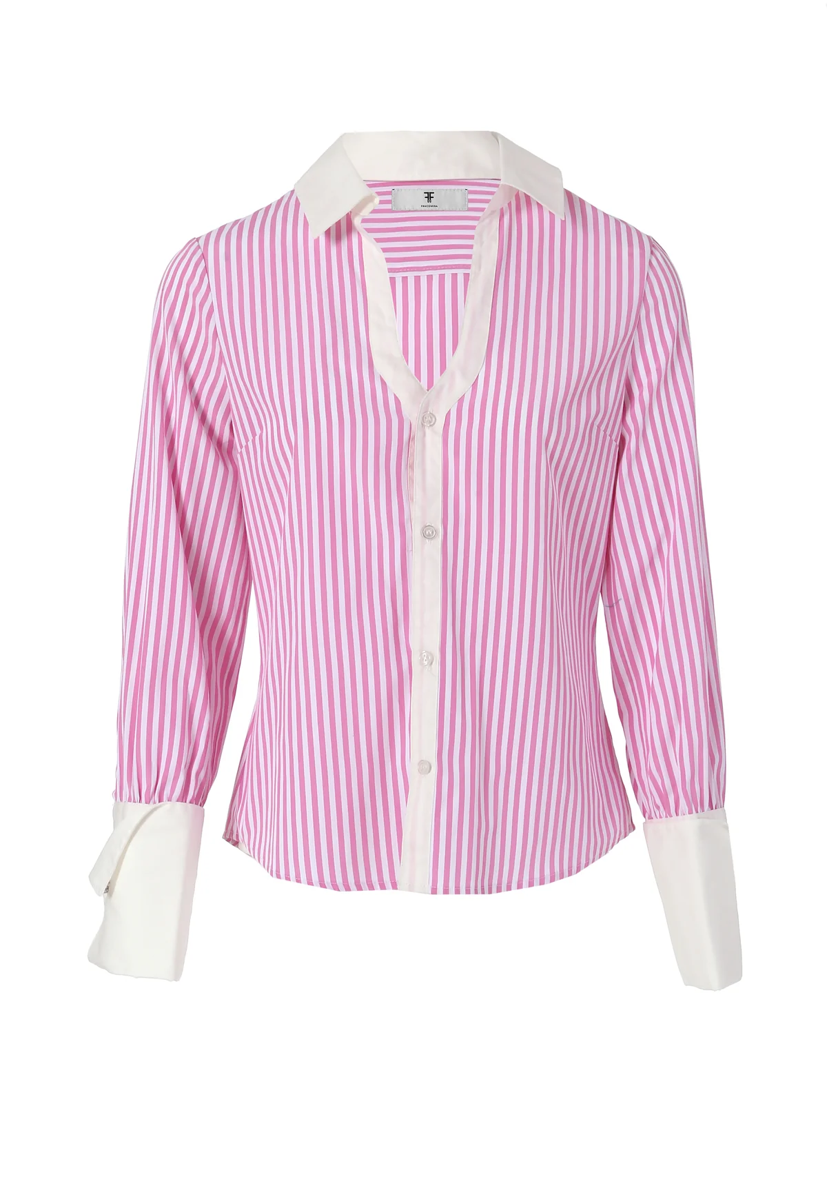 FRACOMINA camisa en rayas rosa y blanco