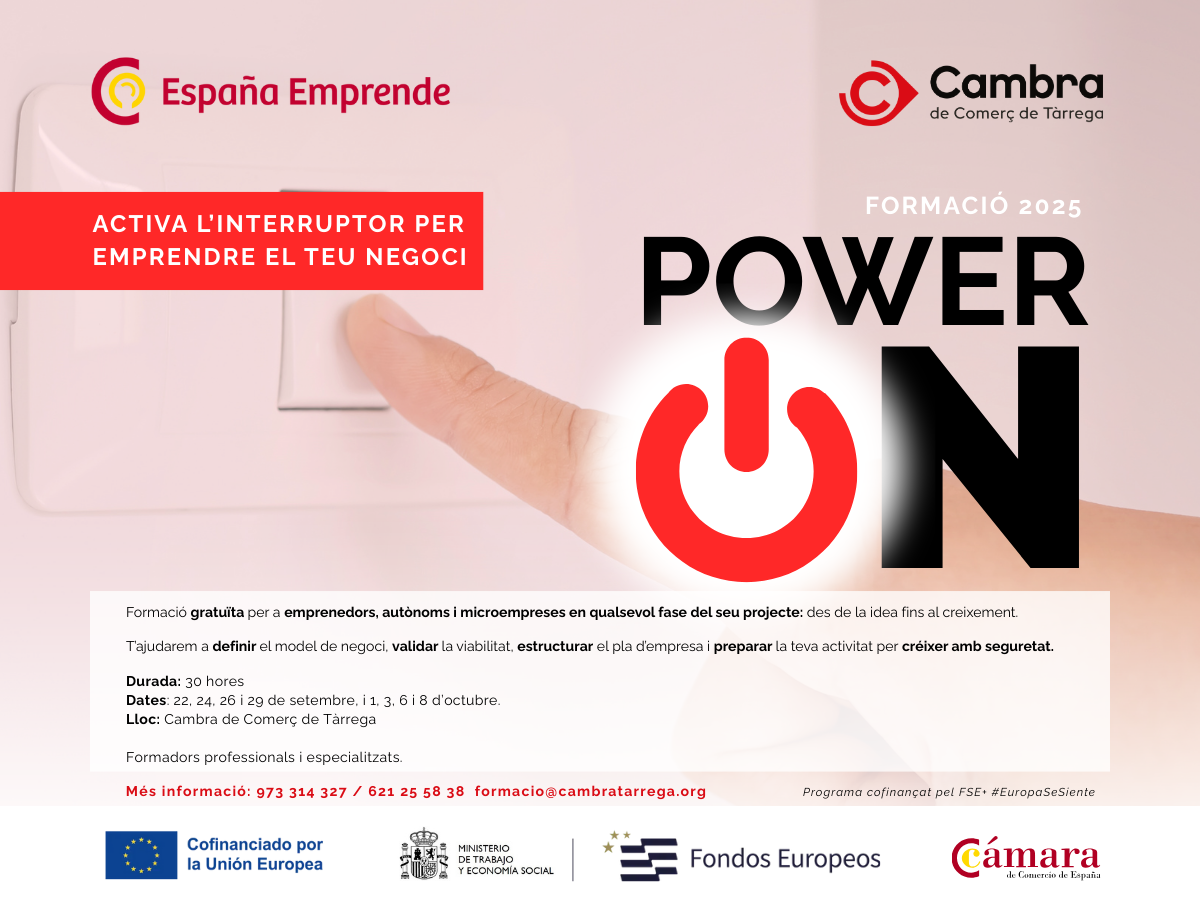POWER ON. Activa l'interruptor per empendre el teu negoci