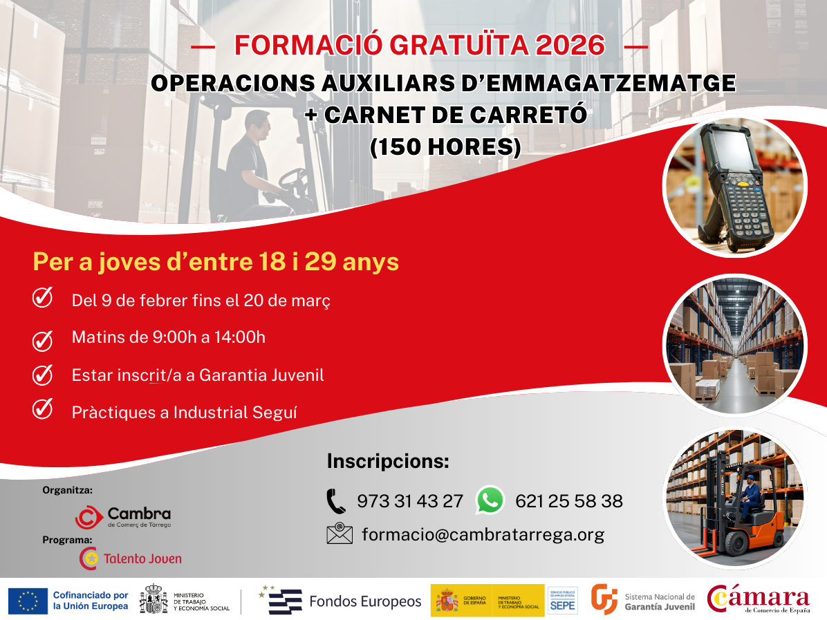 Curs d’operacions auxiliars de magatzem + carnet de carretó