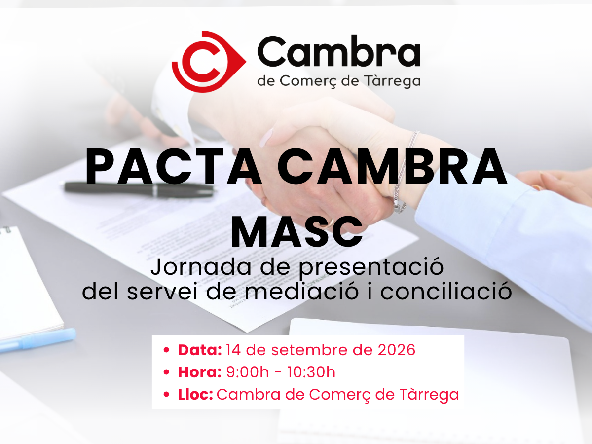 Jornada de presentació de PACTA CAMBRA i els nous MASC per a empreses