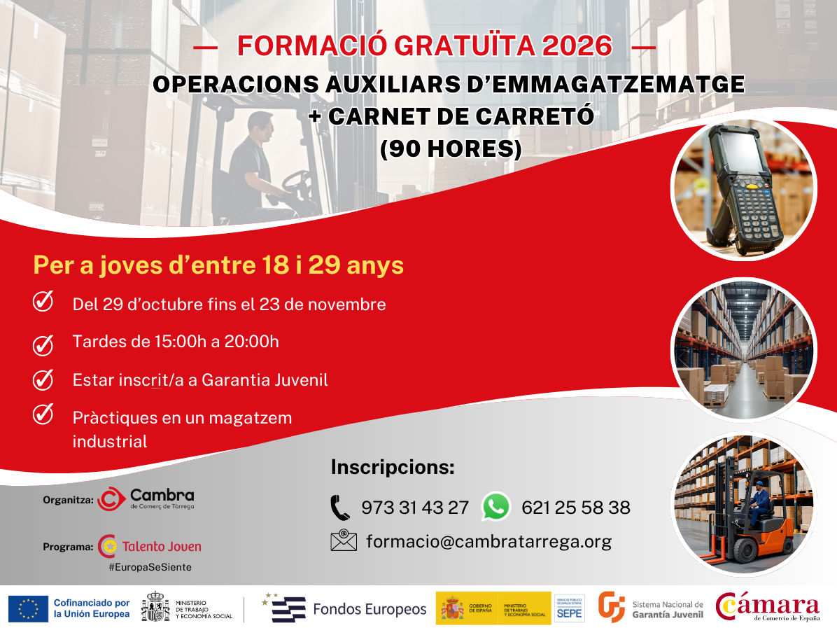 Curso de operaciones auxiliares de almacén + carnet de carretillero