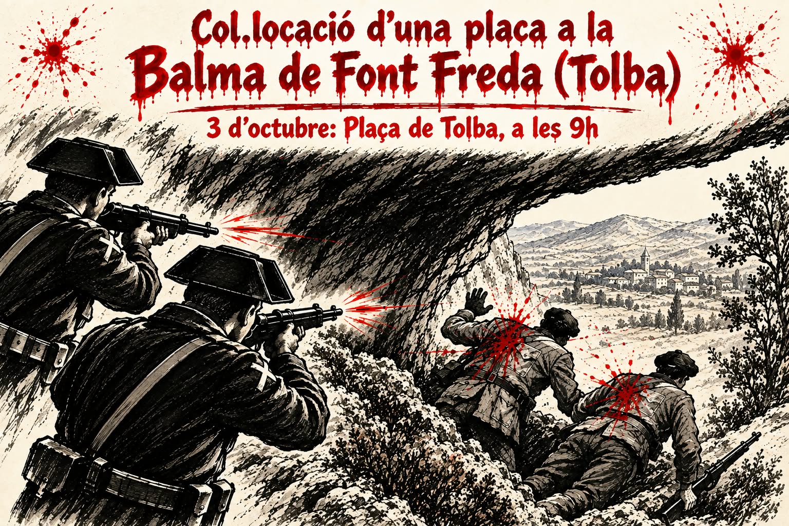 Col.locació d'una placa a la Balma de Font Freda (Tolba)