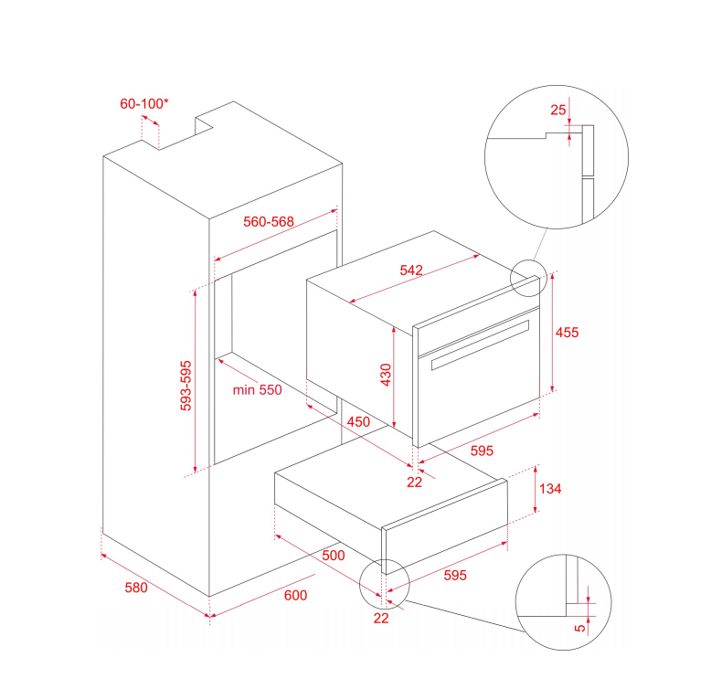 TEKA CP 150 GS CALIENTAPLATOS 6 SERVICIOS EXTRAIBLE CRISTAL NEGRO apertura Push-pull - 6