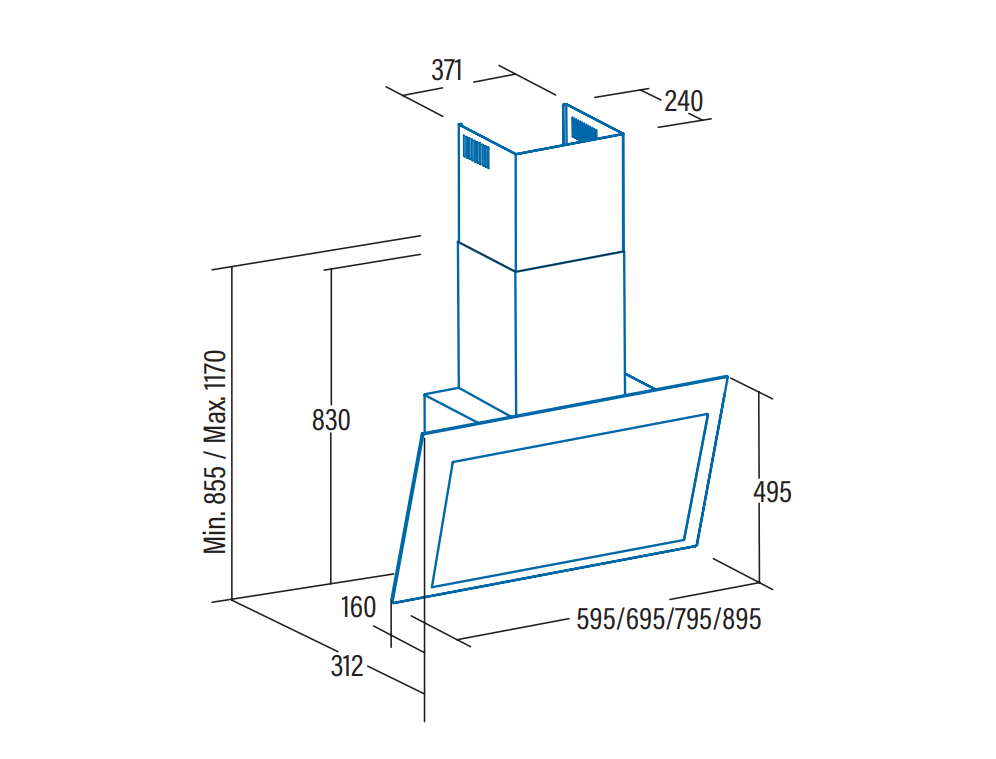 CATA THALASSA 8800XGGR CAMPANA VERTICAL CRISTAL GRIS 80CM 842M3/H A+++ Motor Brushless - 2