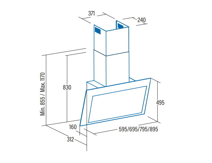 CATA THALASSA 700XGBK /E CAMPANA VERTICAL CRISTAL NEGRO 70CM 842M3/H A+++ Motor Brushless - 2