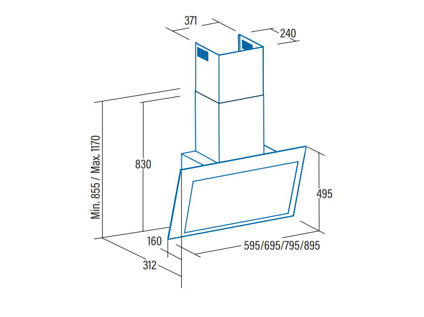 CATA THALASSA 600XGWH /E CAMPANA VERTICAL CRISTAL BLANCO 60CM 842M3/H A+++ Motor Brushless - 2