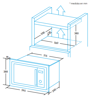 EDESA EMW-2510-IG X MICROONDAS CRISTAL NEGRO INOX Grill 25 L - 2