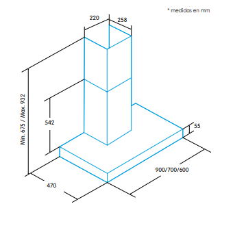 EDESA ECB-9411 X CAMPANA INOX 90CM 400M3/H C Mandos mecanicos - 2